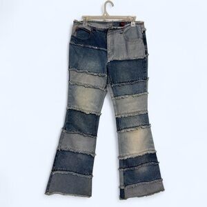 Zana Di Y2K Patchwork Flare Denim Low Rise Jeans 90’s